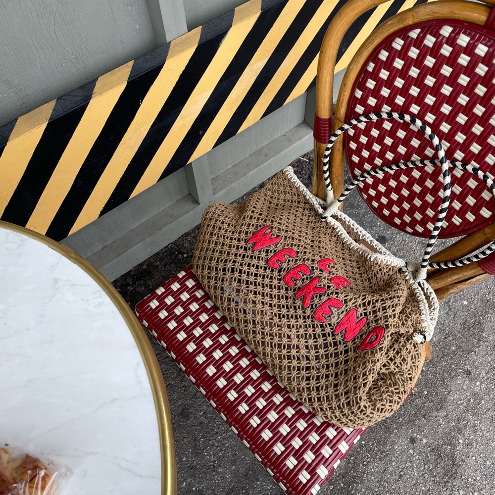 Clare V Tan and Red Woven Tote Bag - Picture 3 of 8